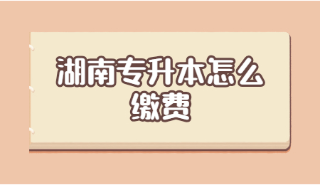 湖南专升本怎么缴费